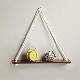 UHUD CRAFTS Hanging Shelves - Adjustable Rope Hanging Shelf, Wall Hanging Decor, Lightweight, Premium Wooden Shelf, Hanging Plant Shelf for Bedroom and Living Room (1 Pcs)
